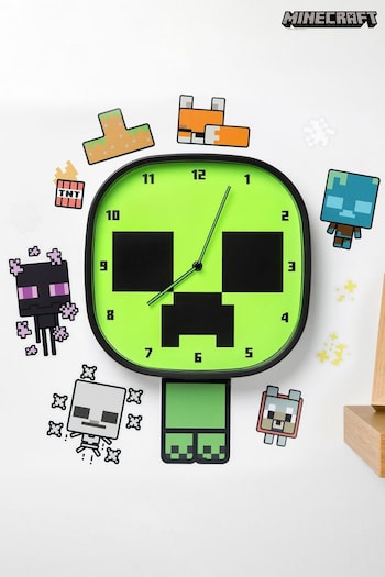 Minecraft Creeper Glow In The Dark Wall Clock (K84520) | £30