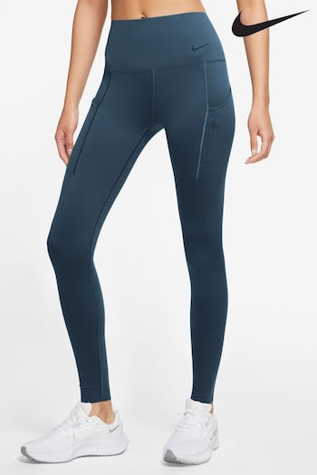 Nike Blue Go Firm Support High Waisted Full Length Leggings with Pockets (K84658) | £100