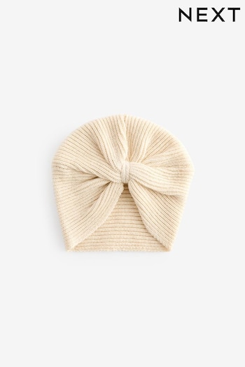 Cream Baby Knitted Turban Hat (0mths-3yrs) (K84768) | £6