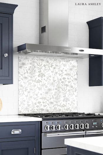 Laura Ashley White Lisette Glass Kitchen Splashback 90x75cm (K84812) | £249