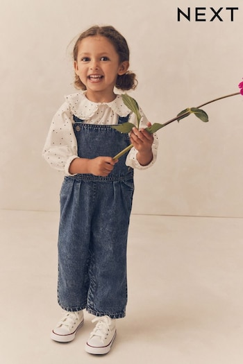 Denim 100% Cotton Blouse And Dungarees Set (3mths-7yrs) (K84885) | £24 - £28