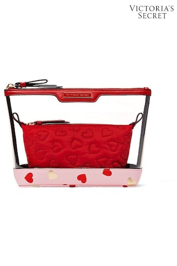 Victoria's Secret Lipstick Red Mini Heart AM/PM Cosmetic Bag Duo (K84910) | £25