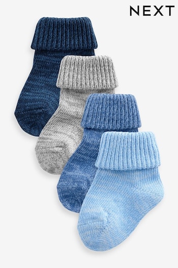 Blue/Grey Roll Top Baby Socks 4 Pack (0mths-2yrs) (K84945) | £6.50