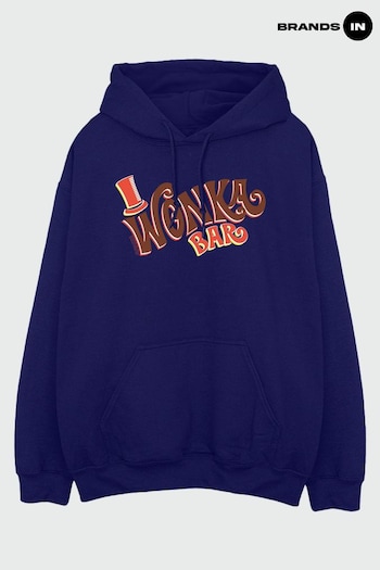 Brands In Navy Willy Wonka Bar Logo Unisex Adult Navy Hoodie (K85046) | £38