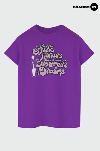 Brands In Purple Willy Wonka Dreamers Fleece-Pullover Purple Boyfriend Fit T-Shirt (K85051) | £20