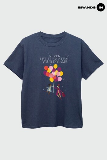Brands In Navy Wonka Floating With Balloons Girls Navy T-Shirt (K85069) | £16