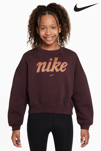 nike cheetah Burgundy Red Club Fleece Boxy Sweatshirt (K85087) | £40