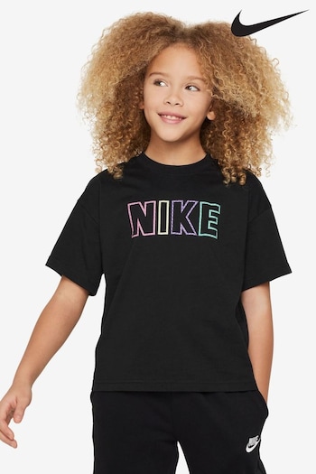 Nike Black Multi Coloured Logo 100% Cotton T-Shirt (K85185) | £20