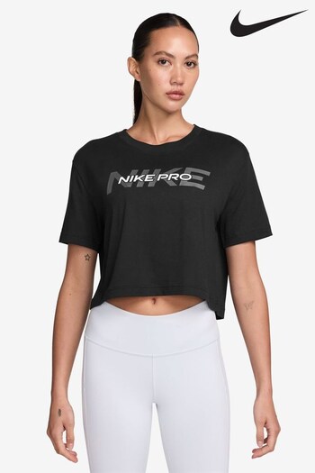 Nike Black Pro Short-Sleeve Cropped T-Shirt (K85195) | £33