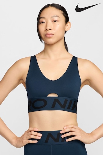 Nike Blue Pro Indy Plunge Medium-Support Padded Sports Bra (K85220) | £45