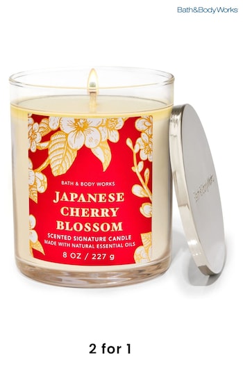 Bath & Body Works JAPANESE CHERRY BLOSSOM 12 Japanese Cherry Blossom Single Wick Candle 8 oz / 211 g (K85289) | £23.50