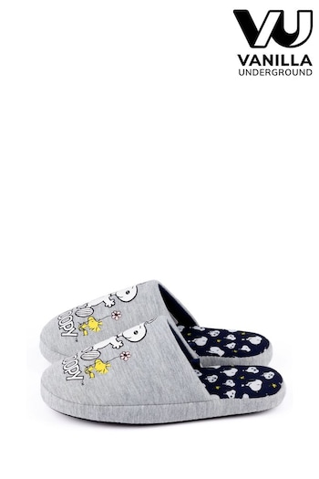 Vanilla Underground Grey Snoopy Womens Mule Slippers (K85369) | £20