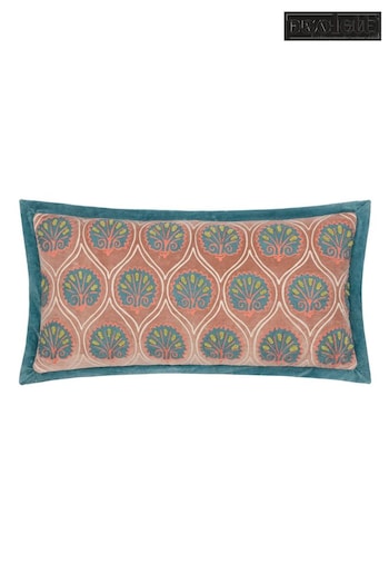 Riva Paoletti RoseFrench Blue Casa Embroidered Cotton Velvet Cushion (K85377) | £34
