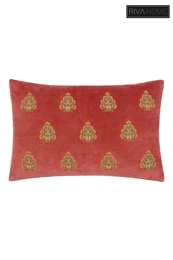 Riva Paoletti Regal Rose Rennes Cotton Velvet Embroidered Cushion (K85389) | £30