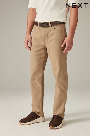 Light Tan Straight Belted Authentic Swift Jeans (K85401) | £38