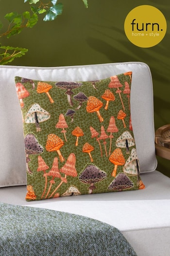 Furn Green Mushroom Fields Abstract Cushion (K85494) | £22