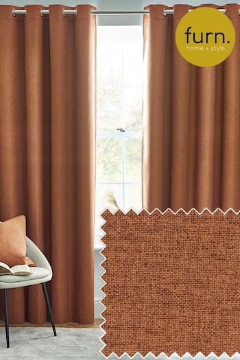 Furn Brick Dawn 100% Blackout Thermal Eyelet Curtains (K85497) | £38 - £96