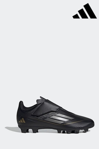 adidas Black/Gold Kids F50 Club Hook-and-Loop Flexible-Ground Boots (K85499) | £35