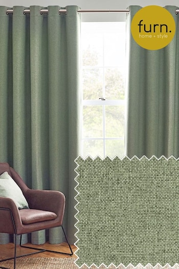 Furn Eucalyptus Dawn 100% Blackout Thermal Eyelet Curtains (K85541) | £44 - £100
