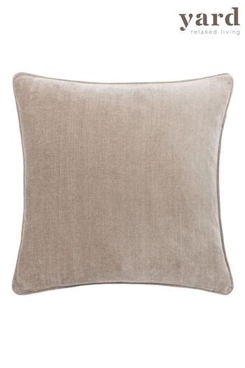 Yard Greige Heavy Chenille Velvet Reversible Piped Cushion (K85576) | £26