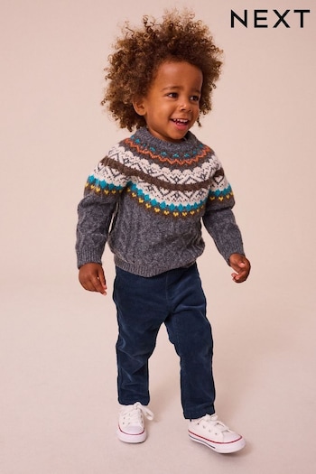 Grey Fairisle Pattern Knitted Jumper (3mths-7yrs) (K85724) | £16 - £18