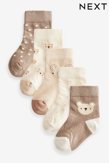 Neutral Bear Baby Socks 5 Pack (0mths-2yrs) (K85847) | £6.50