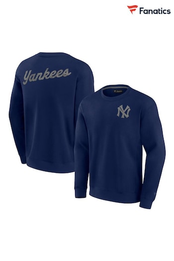 Fanatics Blue MLB New York Yankees Heritage Long Sleeve Fleece Crew Sweatshirt (K85856) | £55