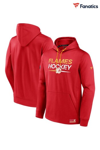 Fanatics Red NHL Calgary Flames Authentic Pro Poly Fleece Pull Over Hood Sweatshirt (K85881) | £70