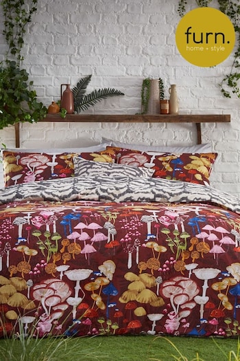 furn. Red Amanita Abstract Mushroom Reversible Duvet Cover and Pillowcase Set (K85981) | £22 - £40