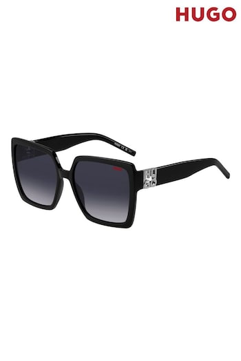 HUGO 1285/S Black Square Sunglasses (K86210) | £149