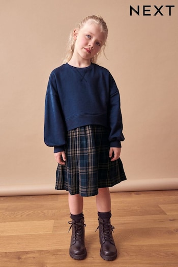 Navy 100% Cotton Sweat Dress (3-12yrs) (K86293) | £20 - £24