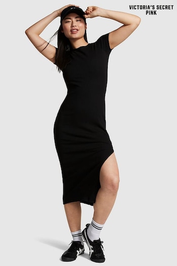 Victoria's Secret PINK Pure Black Short Sleeve Midi Dress (K86324) | £35
