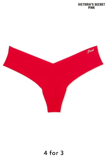 Victoria's Secret PINK Pin Up Red Thong No Show High Leg Knickers (K86349) | £9