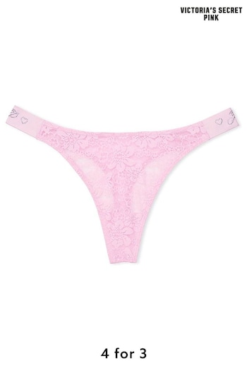 Victoria's Secret PINK Pink Bubble Shine Lace Thong Logo Knickers (K86350) | £9