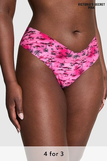 Victoria's Secret PINK Enchanted Pink Palm Trees Thong No Show High Leg Knickers (K86351) | £9