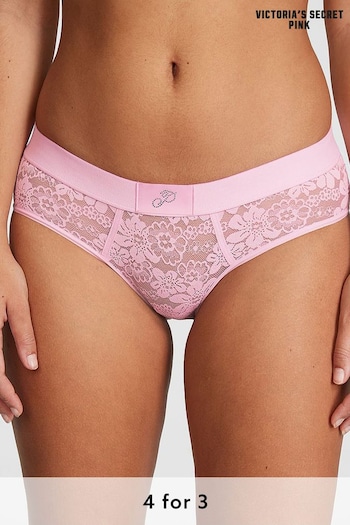 Victoria's Secret PINK Pink Bubble Shine Lace Hipster Logo Knickers (K86359) | £9