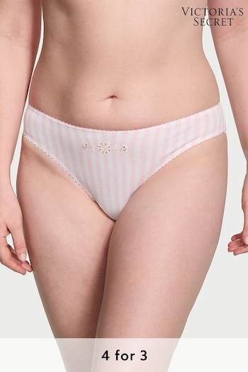 Victoria's Secret Pink And White Stripe Eyelet Bikini Knickers (K86411) | £9