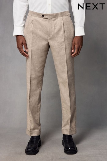 Neutral Wool Blend Herringbone Suit Trousers (K86541) | £59