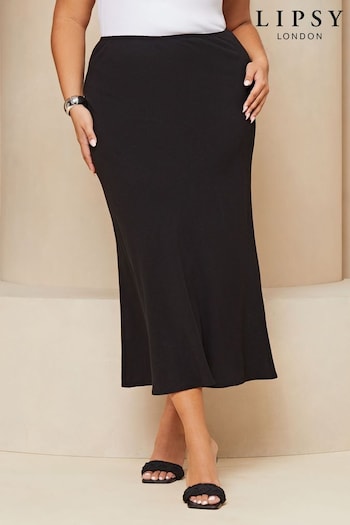 Lipsy Black Curve Maxi Skirt With Touch Of Linen (K86598) | £35