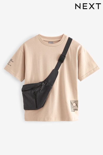 Natural Stone Bag Pocket Short Sleeve T-Shirt (3-16yrs) (K86983) | £13 - £16