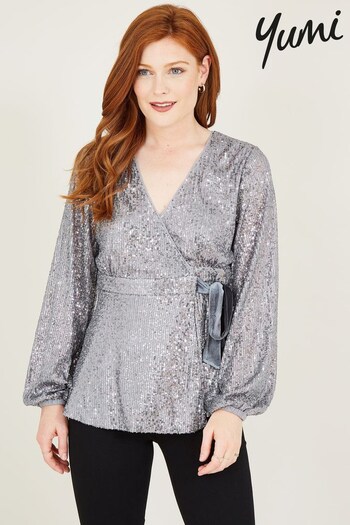 Yumi Silver Sequin Blouses (K87504) | £48
