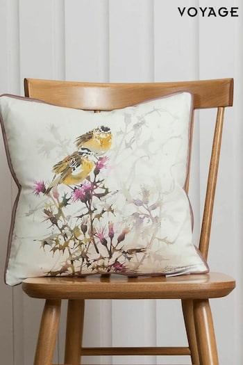 Voyage Blossom Honeysuckle Floral Piped Cushion (K87662) | £28