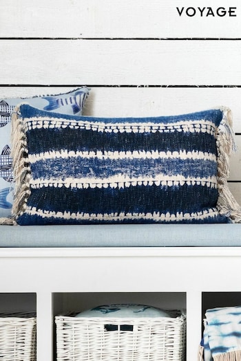 Voyage Cobalt Cairns Abstract Fringed Cushion (K87748) | £48
