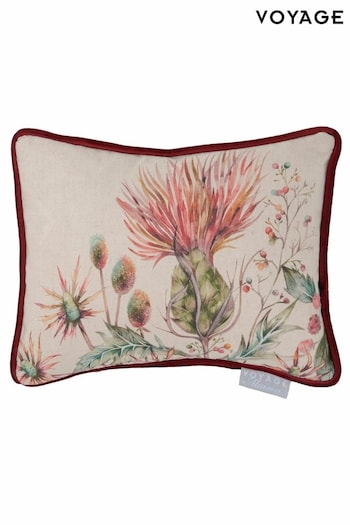 Voyage Russet Elysium Linen Floral Piped Cushion (K87783) | £22
