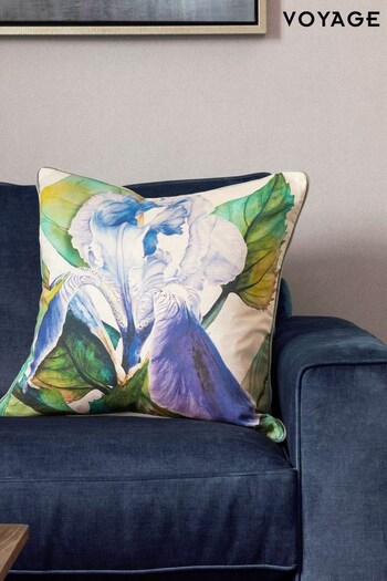 Voyage Cornflower Darwen Floral Piped Cushion (K87833) | £44
