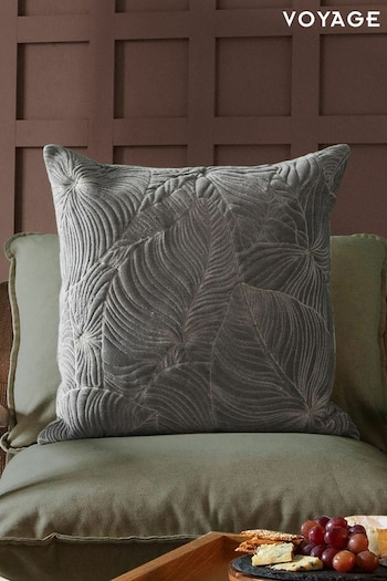 Voyage Steel Taro Floral Cushion (K87901) | £44