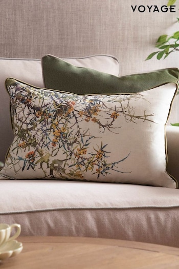Voyage Olive Hawthorn Floral Piped Cushion (K87968) | £32