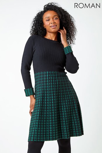 Roman Green Petite Contrast Check Dress (K88123) | £48