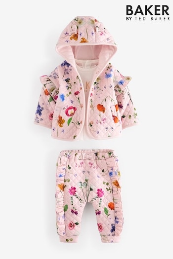 Baker by Ted Baker Pink Floral Quilted 3 Piece Set (K88200) | £47 - £50