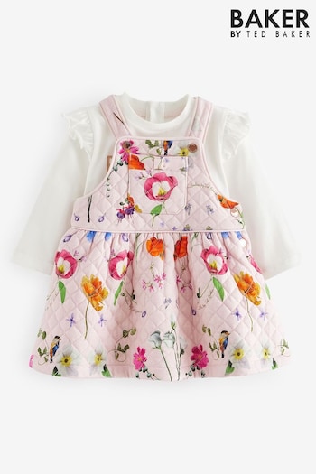 Baker by Ted Baker Pink Floral Quilted Pinafore And T-Shirt Set (K88201) | £37 - £40